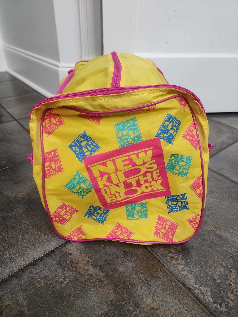 Vintage 1990 New Kids On The Block Overnight Travel Sleeping Bag Case Duffel Bag